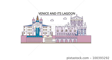 Italy, Venice Landmark tourism landmarks, vector city travel illustration 100393292