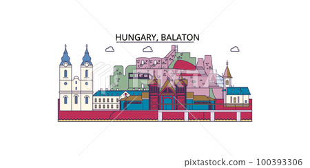 Hungary, Balaton tourism landmarks, vector city travel illustration 100393306