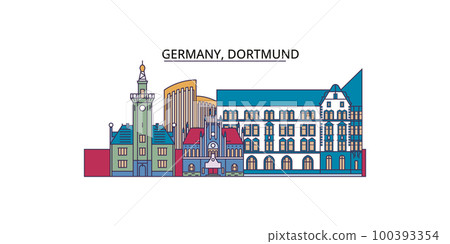 Germany, Dortmund tourism landmarks, vector city travel illustration 100393354
