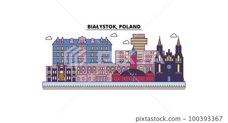 Poland, Bialystok tourism landmarks, vector city travel illustration 100393367