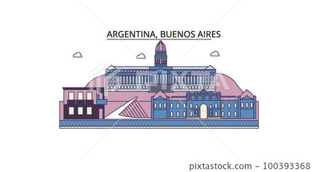 Argentina, Buenos Aires tourism landmarks, vector city travel illustration 100393368