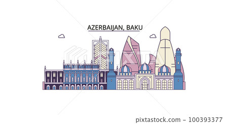 Azerbaijan, Baku tourism landmarks, vector city travel illustration Azerbaijan, Baku tourism landmarks, vector city travel illustration 100393377