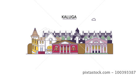 Russia, Kaluga tourism landmarks, vector city travel illustration Russia, Kaluga tourism landmarks, vector city travel illustration 100393387