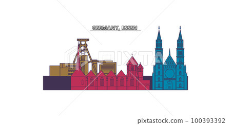 Germany, Essen tourism landmarks, vector city travel illustration Germany, Essen tourism landmarks, vector city travel illustration 100393392
