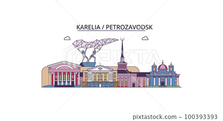 Russia, Petrozavodsk tourism landmarks, vector city travel illustration Russia, Petrozavodsk tourism landmarks, vector city travel illustration 100393393