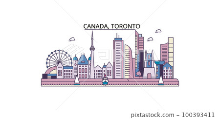 Canada, Toronto tourism landmarks, vector city travel illustration 100393411