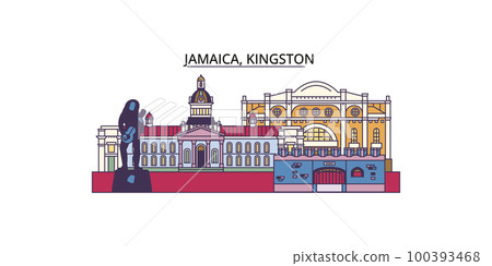 Jamaica, Kingston tourism landmarks, vector city travel illustration 100393468