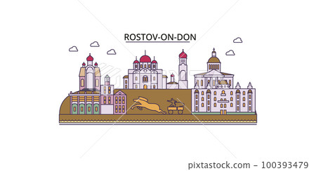 Russia, Rostov On Don tourism landmarks, vector city travel illustration 100393479