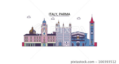 Italy, Parma tourism landmarks, vector city travel illustration 100393512