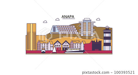 Russia, Anapa tourism landmarks, vector city travel illustration Russia, Anapa tourism landmarks, vector city travel illustration 100393521