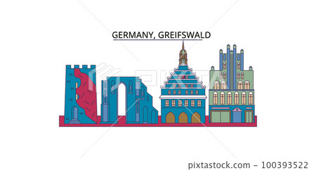 Germany, Greifswald tourism landmarks, vector city travel illustration Germany, Greifswald tourism landmarks, vector city travel illustration 100393522