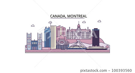 Canada, Montreal tourism landmarks, vector city travel illustration 100393560