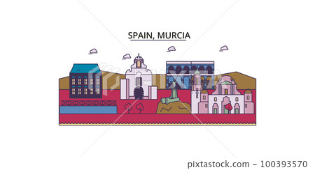 Spain, Murcia tourism landmarks, vector city travel illustration Spain, Murcia tourism landmarks, vector city travel illustration 100393570