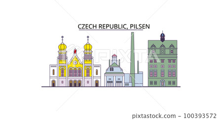 Czech Republic, Pilsen tourism landmarks, vector city travel illustration Czech Republic, Pilsen tourism landmarks, vector city travel illustration 100393572