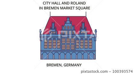 Germany, Bremen City tourism landmarks, vector city travel illustration 100393574