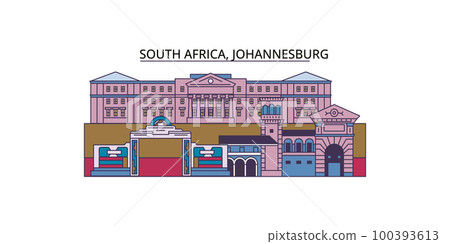 South Africa, Johannesburg tourism landmarks, vector city travel illustration 100393613