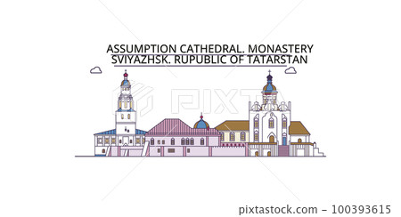 Russia, Sviyazhsk tourism landmarks, vector city travel illustration Russia, Sviyazhsk tourism landmarks, vector city travel illustration 100393615