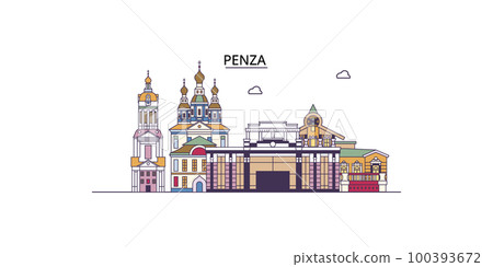 Russia, Penza tourism landmarks, vector city travel illustration Russia, Penza tourism landmarks, vector city travel illustration 100393672