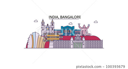India, Bangalore tourism landmarks, vector city travel illustration 100393679