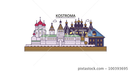 Russia, Kostroma tourism landmarks, vector city travel illustration Russia, Kostroma tourism landmarks, vector city travel illustration 100393695
