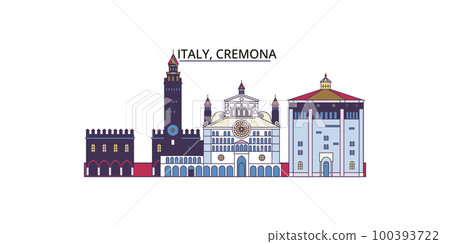 Italy, Cremona tourism landmarks, vector city travel illustration 100393722