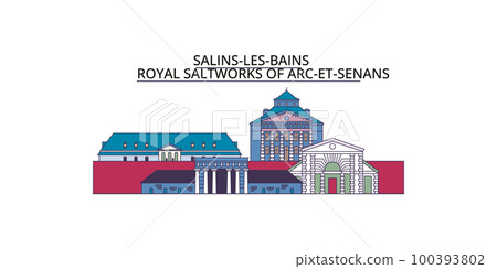 France, Salins Les Bains tourism landmarks, vector city travel illustration 100393802