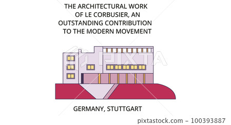 Germany, Stuttgart, Le Corbusier tourism landmarks, vector city travel illustration 100393887