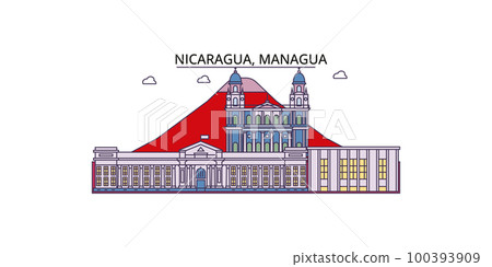 Nicaragua, Managua tourism landmarks, vector city travel illustration 100393909