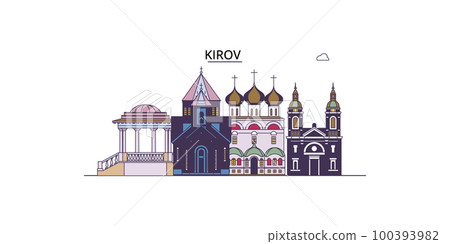 Russia, Kirov tourism landmarks, vector city travel illustration Russia, Kirov tourism landmarks, vector city travel illustration 100393982