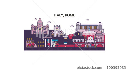 Italy, Rome tourism landmarks, vector city travel illustration 100393983