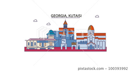 Georgia, Kutaisi tourism landmarks, vector city travel illustration 100393992
