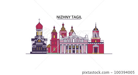 Russia, Nizhny Tagil tourism landmarks, vector city travel illustration 100394005
