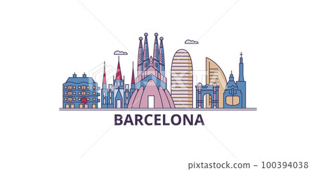 Spain, Barcelona City tourism landmarks, vector city travel illustration Spain, Barcelona City tourism landmarks, vector city travel illustration 100394038