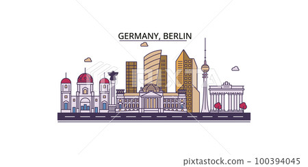 Germany, Berlin tourism landmarks, vector city travel illustration 100394045