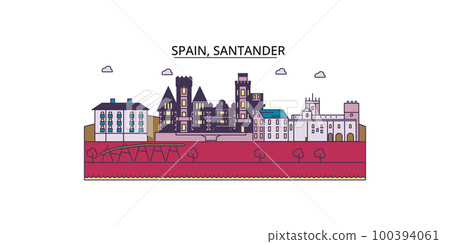 Spain, Santander tourism landmarks, vector city travel illustration 100394061