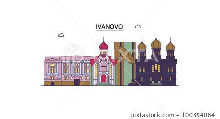 Russia, Ivanovo tourism landmarks, vector city travel illustration 100394064
