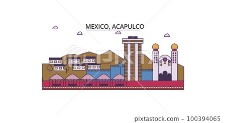 Mexico, Acapulco tourism landmarks, vector city travel illustration Mexico, Acapulco tourism landmarks, vector city travel illustration 100394065