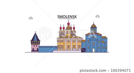 Russia, Smolensk tourism landmarks, vector city travel illustration Russia, Smolensk tourism landmarks, vector city travel illustration 100394071