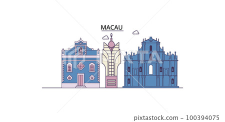 China, Macau tourism landmarks, vector city travel illustration China, Macau tourism landmarks, vector city travel illustration 100394075