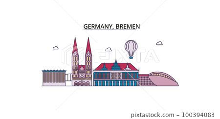 Germany, Bremen tourism landmarks, vector city travel illustration Germany, Bremen tourism landmarks, vector city travel illustration 100394083