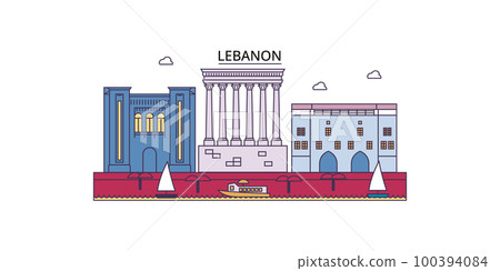 Lebanon tourism landmarks, vector city travel illustration Lebanon tourism landmarks, vector city travel illustration 100394084