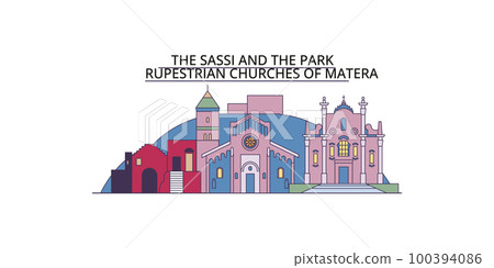 Italy, Matera City tourism landmarks, vector city travel illustration 100394086