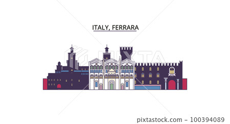 Italy, Ferrara tourism landmarks, vector city travel illustration Italy, Ferrara tourism landmarks, vector city travel illustration 100394089