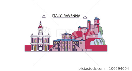 Italy, Ravenna tourism landmarks, vector city travel illustration Italy, Ravenna tourism landmarks, vector city travel illustration 100394094