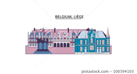 Belgium, Liege tourism landmarks, vector city travel illustration 100394103