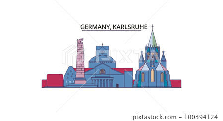 Germany, Karlsruhe tourism landmarks, vector city travel illustration Germany, Karlsruhe tourism landmarks, vector city travel illustration 100394124