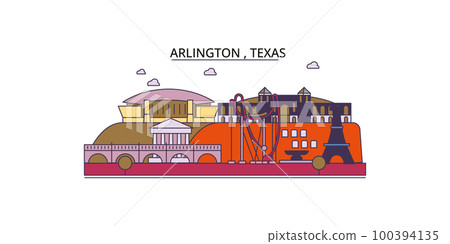 United States, Arlington tourism landmarks, vector city travel illustration 100394135