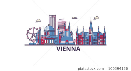 Austria, Vienna City tourism landmarks, vector city travel illustration 100394136
