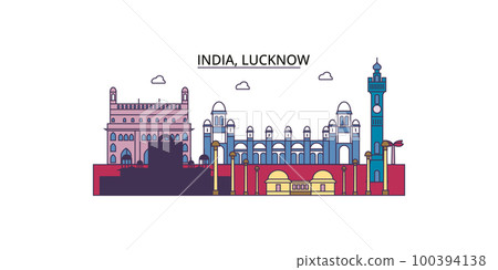 India, Lucknow tourism landmarks, vector city travel illustration 100394138
