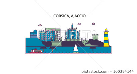 France, Ajaccio tourism landmarks, vector city travel illustration France, Ajaccio tourism landmarks, vector city travel illustration 100394144
